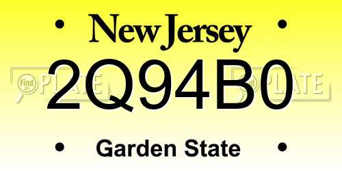 2Q94B0 New Jersey License Plate