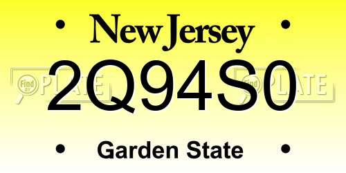 2Q94S0 New Jersey License Plate