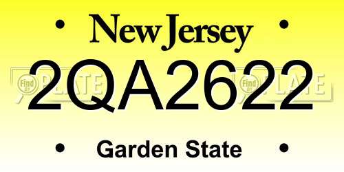 2QA2622 New Jersey License Plate
