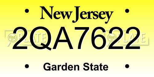 2QA7622 New Jersey License Plate