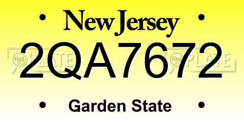 2QA7672 New Jersey License Plate