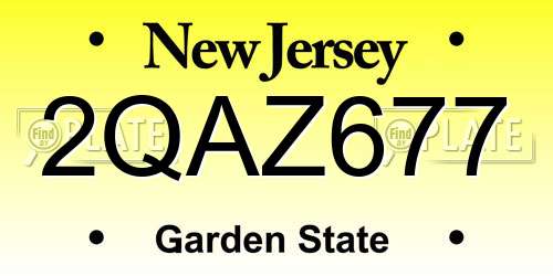 2QAZ677 New Jersey License Plate