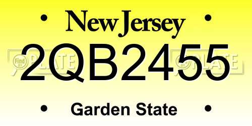 2QB2455 New Jersey License Plate