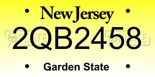 2QB2458 New Jersey License Plate