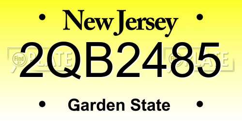 2QB2485 New Jersey License Plate