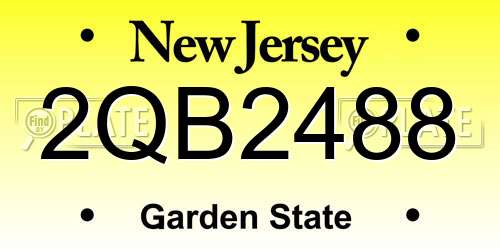 2QB2488 New Jersey License Plate