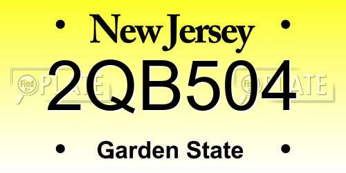 2QB504 New Jersey License Plate