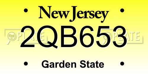 2QB653 New Jersey License Plate