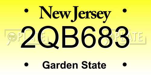 2QB683 New Jersey License Plate