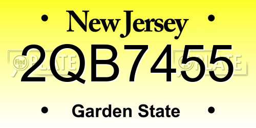 2QB7455 New Jersey License Plate
