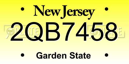 2QB7458 New Jersey License Plate