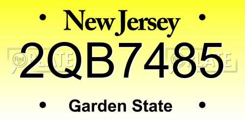 2QB7485 New Jersey License Plate