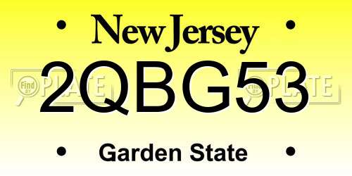 2QBG53 New Jersey License Plate
