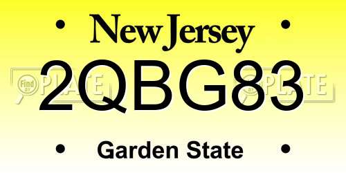 2QBG83 New Jersey License Plate