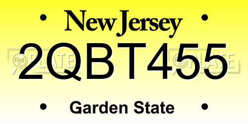 2QBT455 New Jersey License Plate