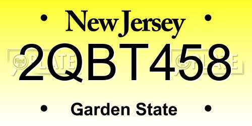 2QBT458 New Jersey License Plate