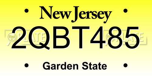 2QBT485 New Jersey License Plate