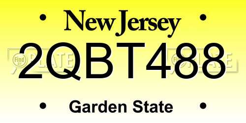 2QBT488 New Jersey License Plate