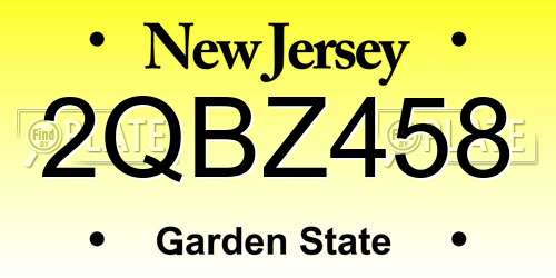 2QBZ458 New Jersey License Plate