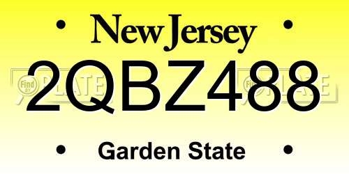 2QBZ488 New Jersey License Plate