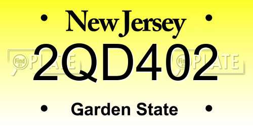 2QD402 New Jersey License Plate