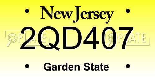 2QD407 New Jersey License Plate