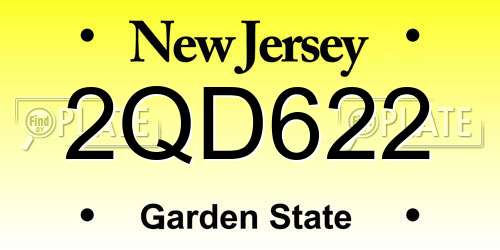 2QD622 New Jersey License Plate