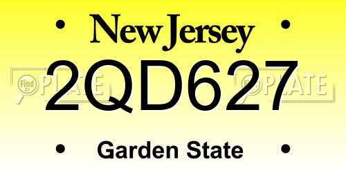 2QD627 New Jersey License Plate