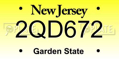2QD672 New Jersey License Plate