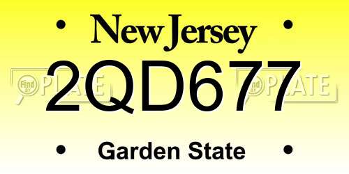 2QD677 New Jersey License Plate