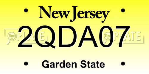 2QDA07 New Jersey License Plate