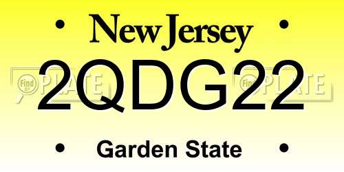 2QDG22 New Jersey License Plate