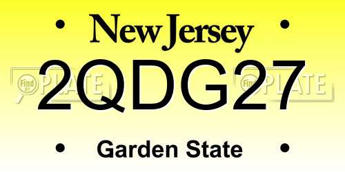 2QDG27 New Jersey License Plate