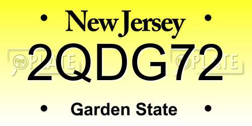 2QDG72 New Jersey License Plate