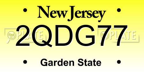 2QDG77 New Jersey License Plate