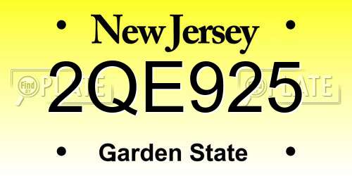 2QE925 New Jersey License Plate