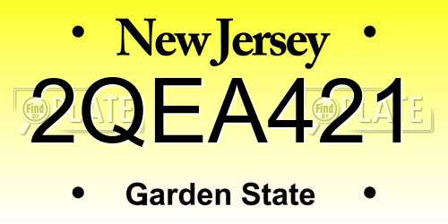 2QEA421 New Jersey License Plate