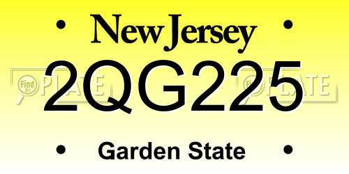 2QG225 New Jersey License Plate