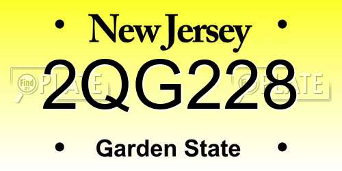 2QG228 New Jersey License Plate