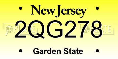 2QG278 New Jersey License Plate