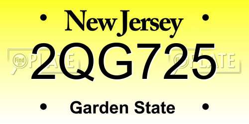 2QG725 New Jersey License Plate