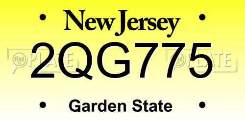 2QG775 New Jersey License Plate
