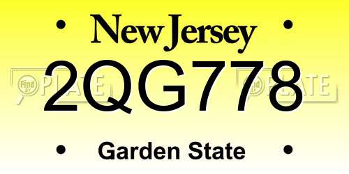 2QG778 New Jersey License Plate