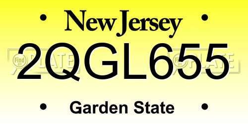 2QGL655 New Jersey License Plate