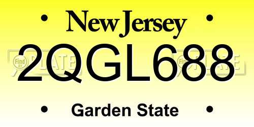 2QGL688 New Jersey License Plate