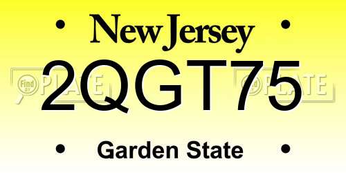 2QGT75 New Jersey License Plate