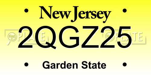 2QGZ25 New Jersey License Plate