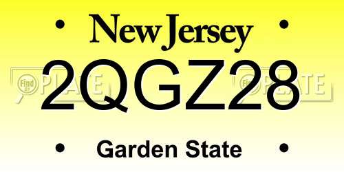 2QGZ28 New Jersey License Plate