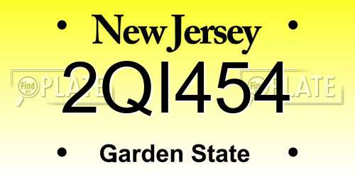 2QI454 New Jersey License Plate