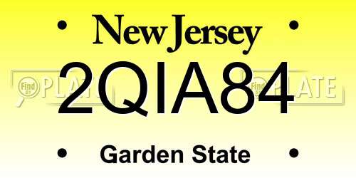 2QIA84 New Jersey License Plate